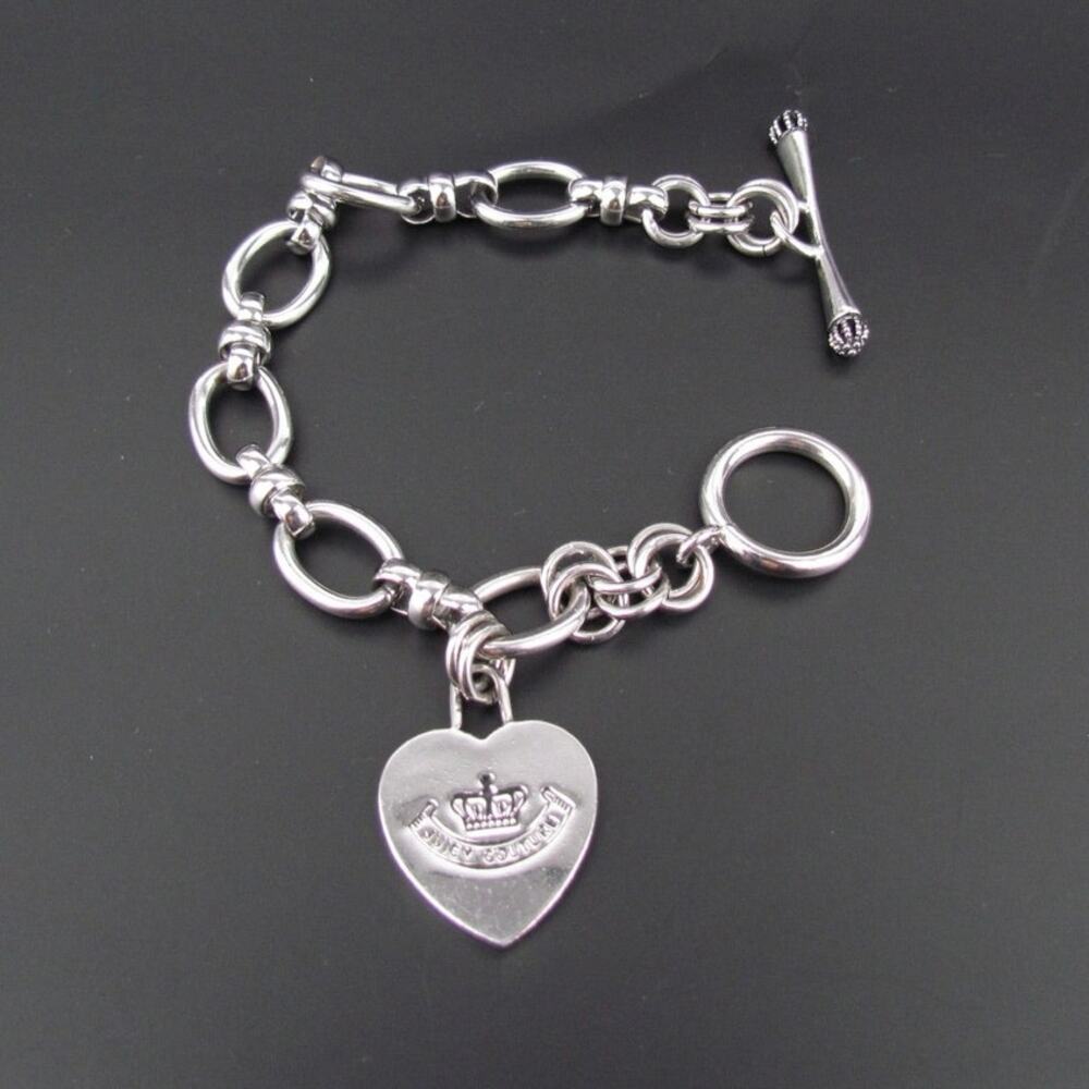Juicy Couture Silver Color Heart Charm Bracelet